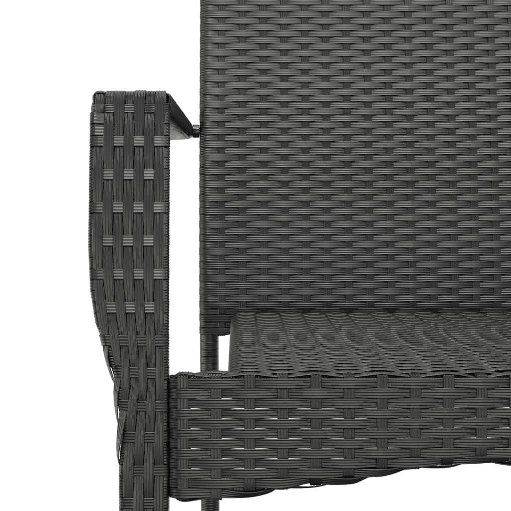 Set da Pranzo da Giardino 3 pz con Cuscini Nero in Polyrattan 3185131