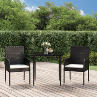 Set da Pranzo da Giardino 3 pz con Cuscini Nero in Polyrattan 3185143