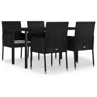 Set da Pranzo da Giardino 5 pz Nero con Cuscini in Polyrattan 3185157
