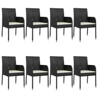 Set da Pranzo da Giardino 9 pz con Cuscini Nero in Polyrattan 3185159