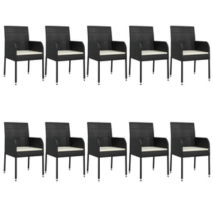 Set da Pranzo da Giardino 11 pz con Cuscini in Polyrattan Nero 3185160
