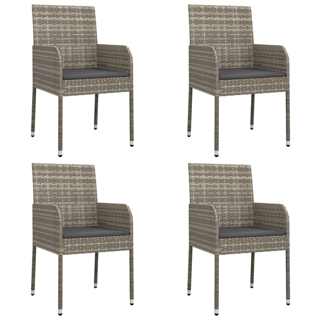 Set da Pranzo Giardino 5pz Nero e Grigio con Cuscini Polyrattan 3185163