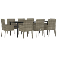 Set da Pranzo Giardino 9pz con Cuscini Nero e Grigio Polyrattancod mxl 76444