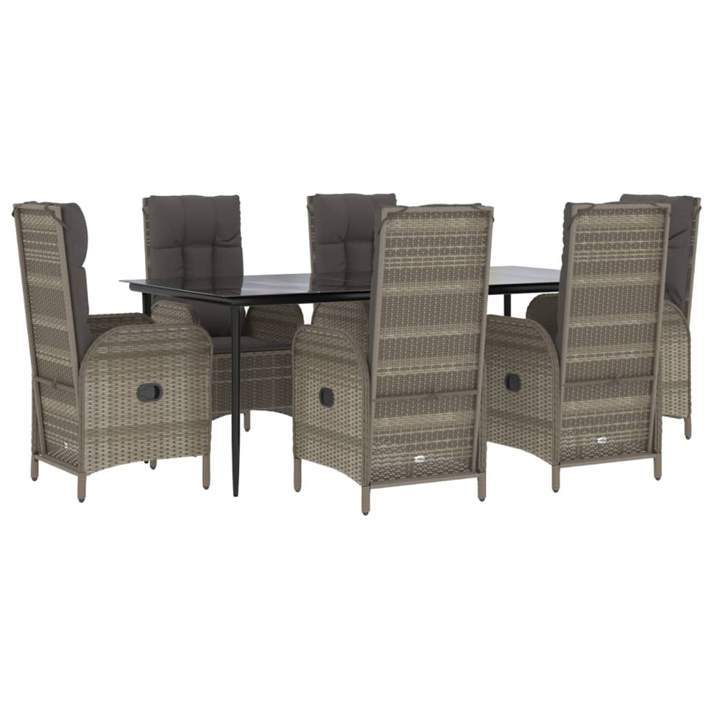 Set da pranzo da giardino in rattan nero e grigio da 7 pezzi con cuscini 02_0014906