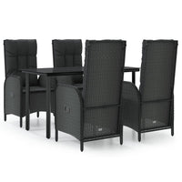 Set da Pranzo da Giardino 5 pz Nero con Cuscini in Polyrattancod mxl 124407
