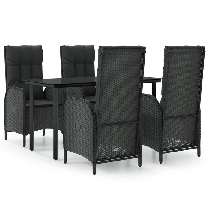 Set da Pranzo da Giardino 5 pz Nero con Cuscini in Polyrattancod mxl 124407