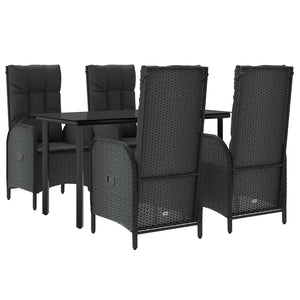 Set da Pranzo da Giardino 5 pz Nero con Cuscini in Polyrattancod mxl 124407