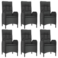 Set da Pranzo da Giardino 7 pz Nero con Cuscini in Polyrattan 3185192