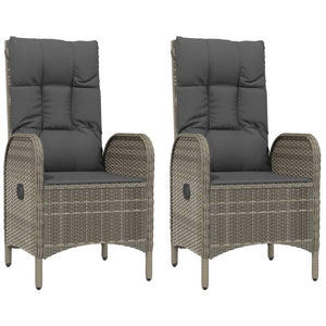 Set Salotto Giardino 3 pz con Cuscini Nero e Grigio Polyrattan 3185197