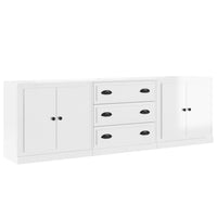 Credenze 3 pz Bianco Lucido in Legno Multistrato 3185217