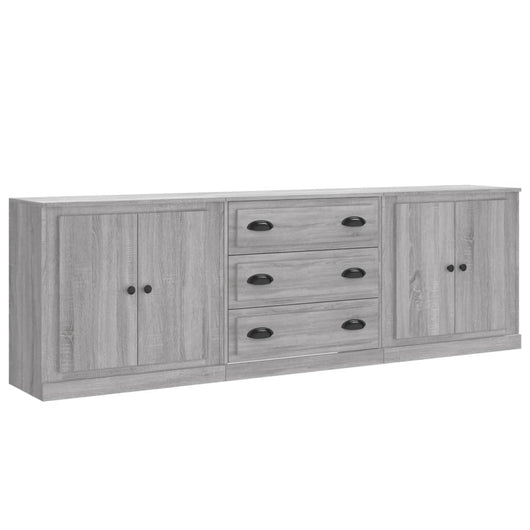 Credenze 3 pz Grigio Sonoma in Legno Multistrato 3185221