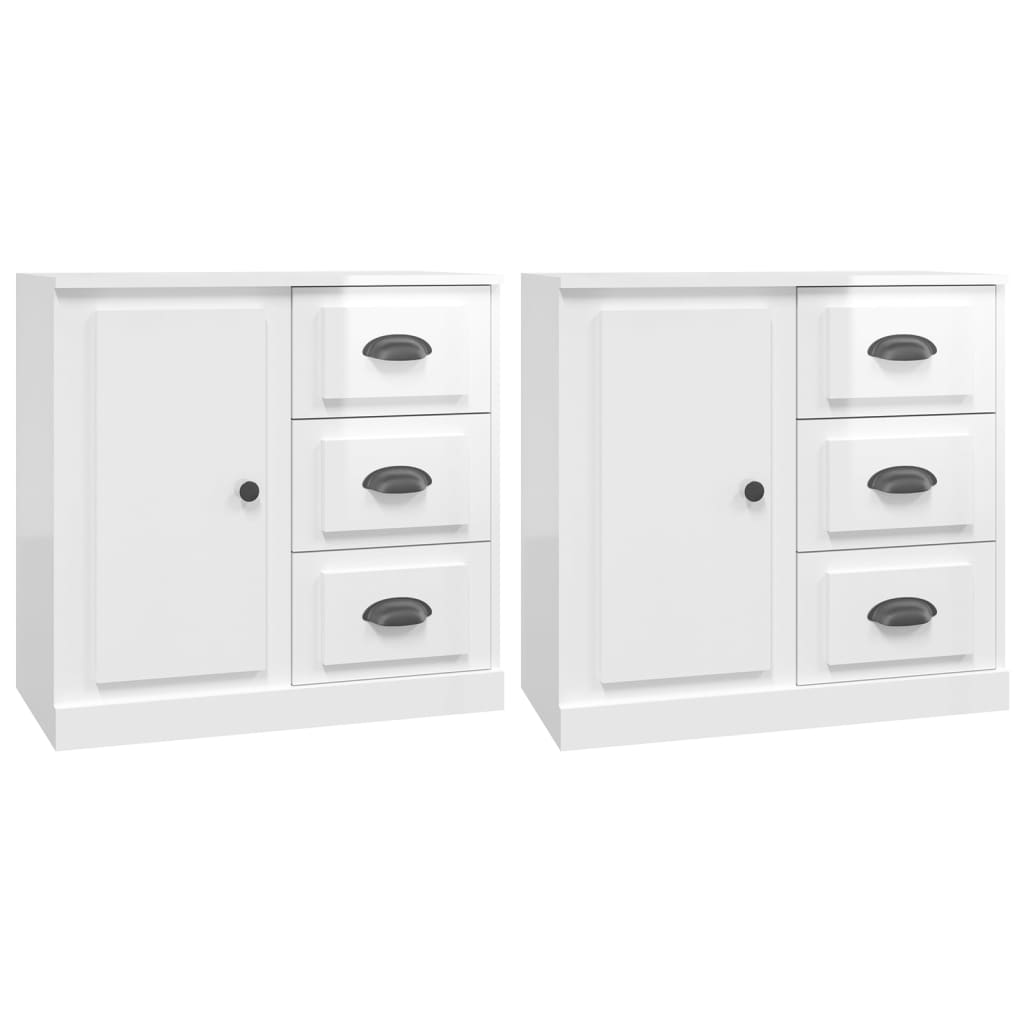 Credenze 2 pz Bianco Lucido in Legno Multistratocod mxl 125443