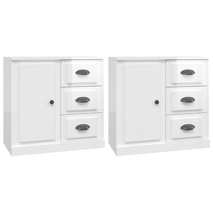 Credenze 2 pz Bianco Lucido in Legno Multistratocod mxl 125443
