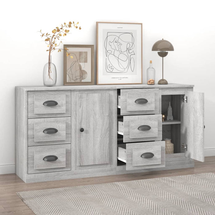 Credenze 2 pz Grigio Sonoma in Legno Multistrato 3185229