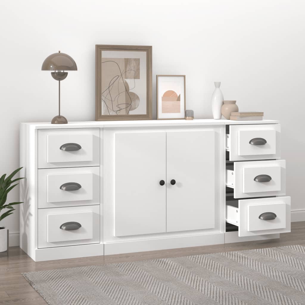 Credenze 3 pz Bianco in Legno Multistrato 3185231