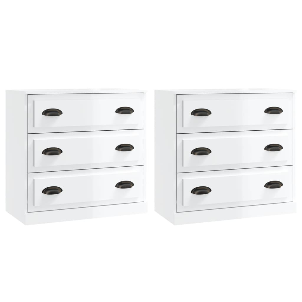 Credenze 2 pz Bianco Lucido in Legno Multistrato 3185241