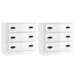 Credenze 2 pz Bianco Lucido in Legno Multistrato 3185241