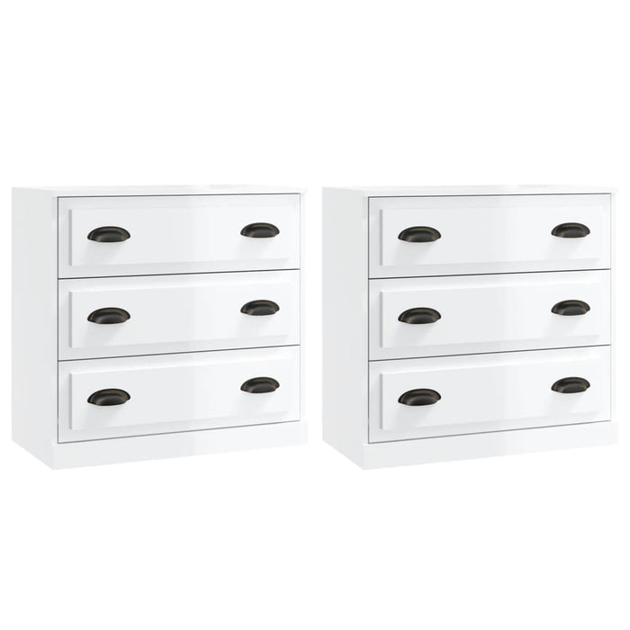 Credenze 2 pz Bianco Lucido in Legno Multistrato 3185241