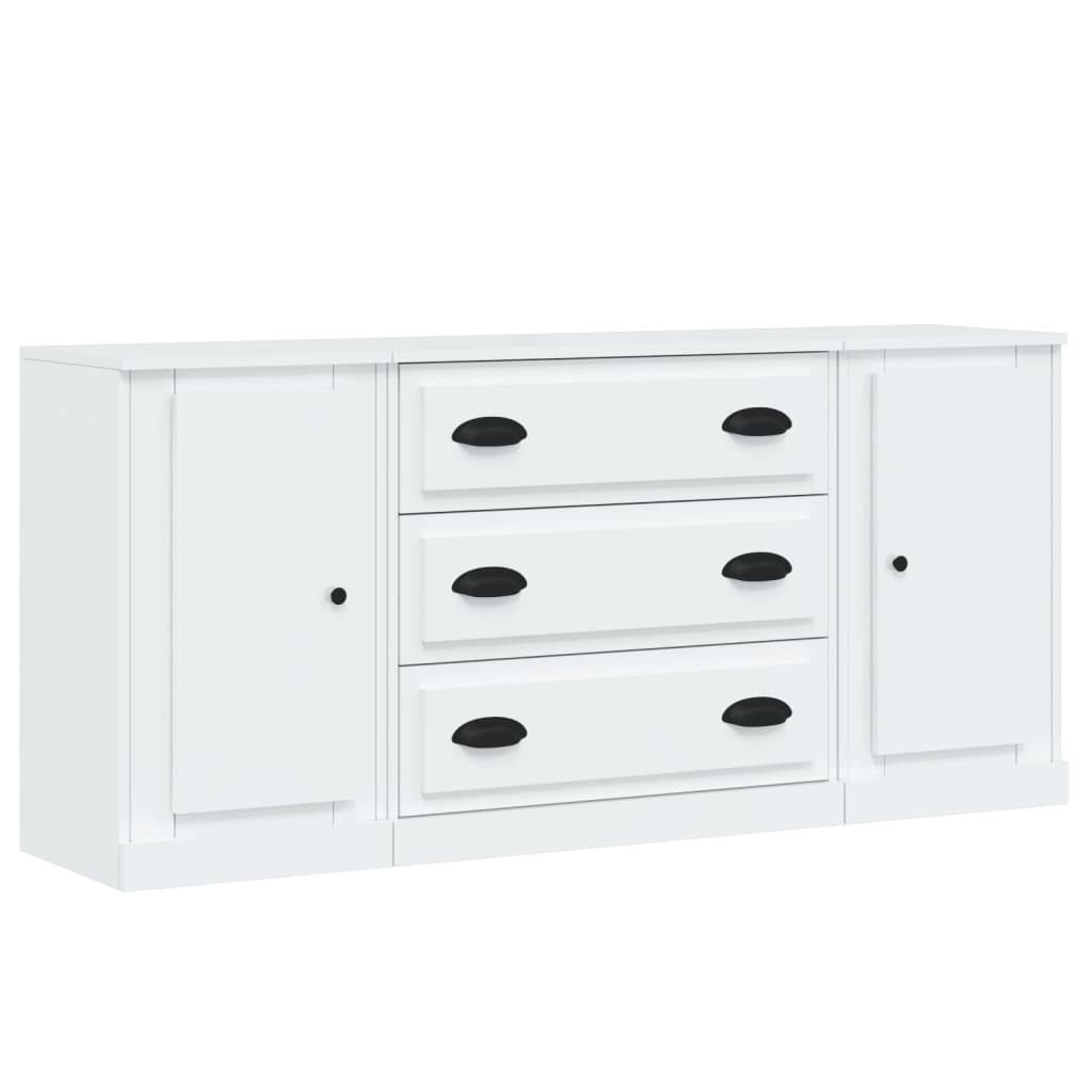Credenze 3 pz Bianco Lucido in Legno Multistrato 3185249