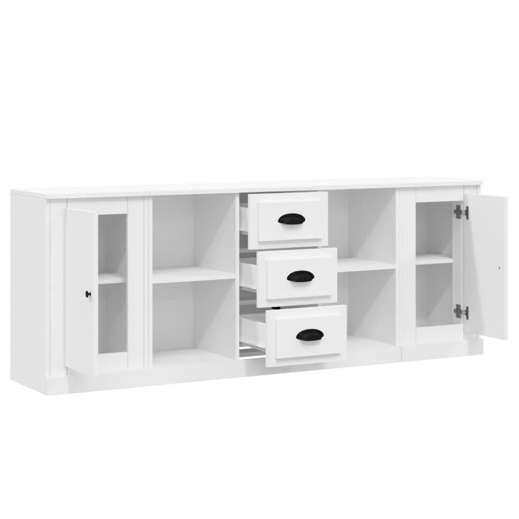 Credenze 3 pz Bianco in Legno Multistrato 3185255