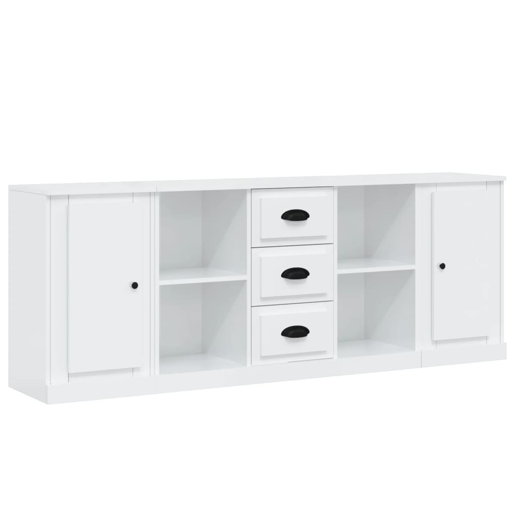 Credenze 3 pz Bianco Lucido in Legno Multistratocod mxl 101502