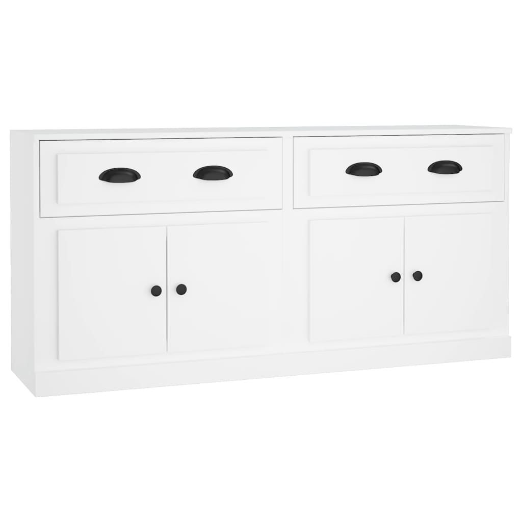 Credenza a buffet cassettiera mobile contenitore organizer cucina soggiorno salotti set di 2 legno ingegnerizzato bianco 02_0036692
