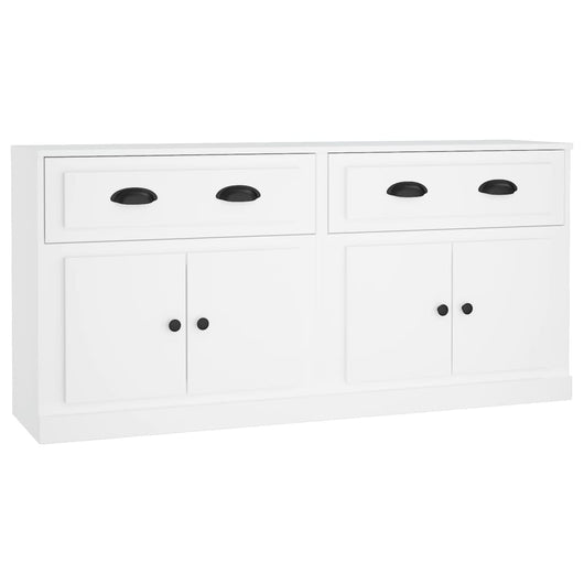 Credenza a buffet cassettiera mobile contenitore organizer cucina soggiorno salotti set di 2 legno ingegnerizzato bianco 02_0036692
