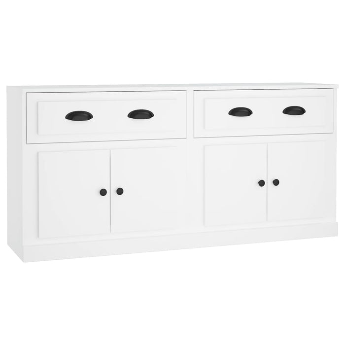 Credenza a buffet cassettiera mobile contenitore organizer cucina soggiorno salotti set di 2 legno ingegnerizzato bianco 02_0036692