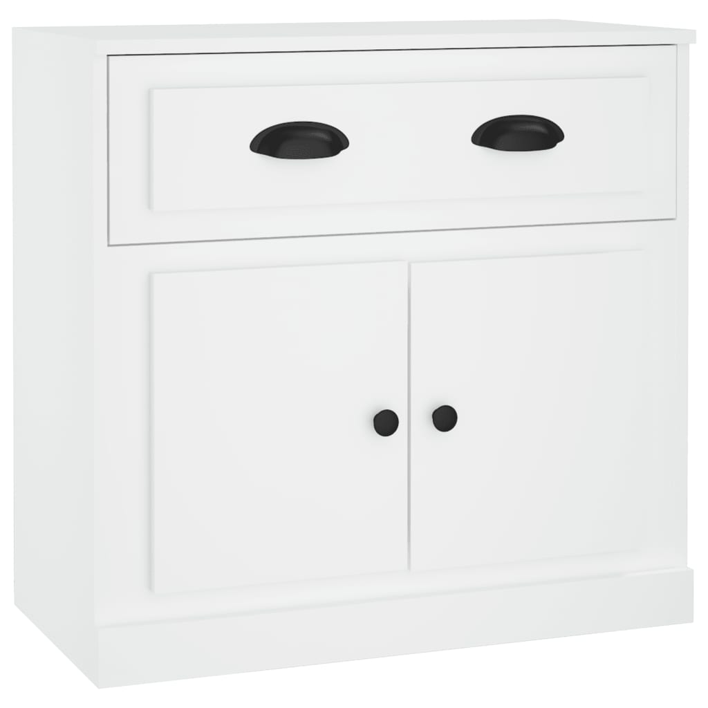 Credenza a buffet cassettiera mobile contenitore organizer cucina soggiorno salotti set di 2 legno ingegnerizzato bianco 02_0036692