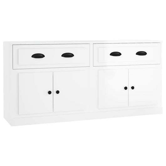 Credenze 2 pz Bianco Lucido in Legno Multistrato 3185265
