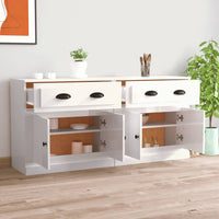 Credenze 2 pz Bianco Lucido in Legno Multistrato 3185265