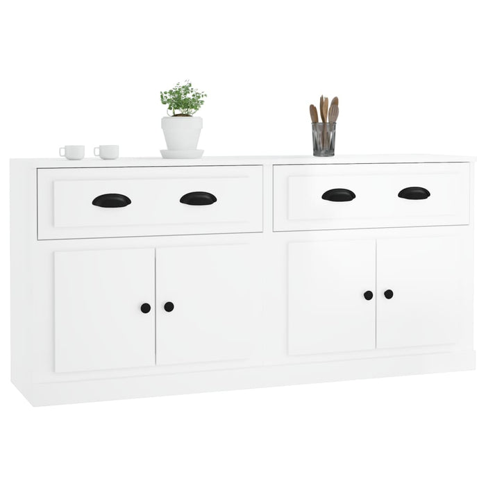 Credenze 2 pz Bianco Lucido in Legno Multistrato 3185265