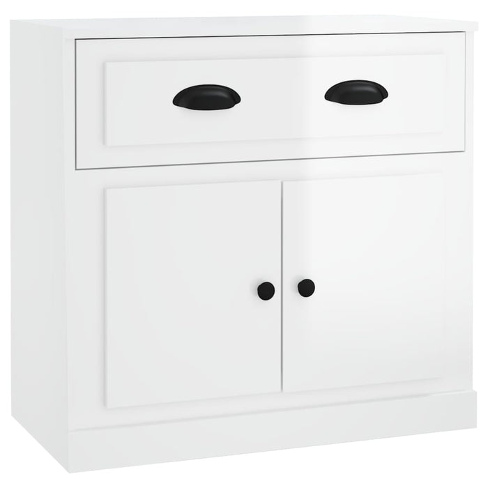 Credenze 2 pz Bianco Lucido in Legno Multistrato 3185265