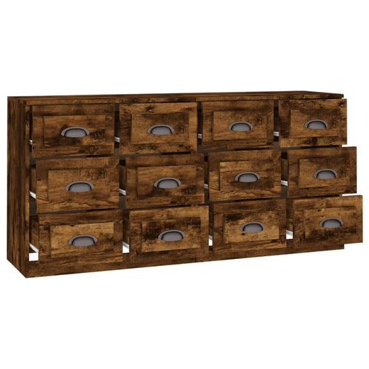 Credenza a buffet cassettiera mobile contenitore organizer cucina soggiorno salotti set di 2 legno ingegnerizzato marrone 02_0036751
