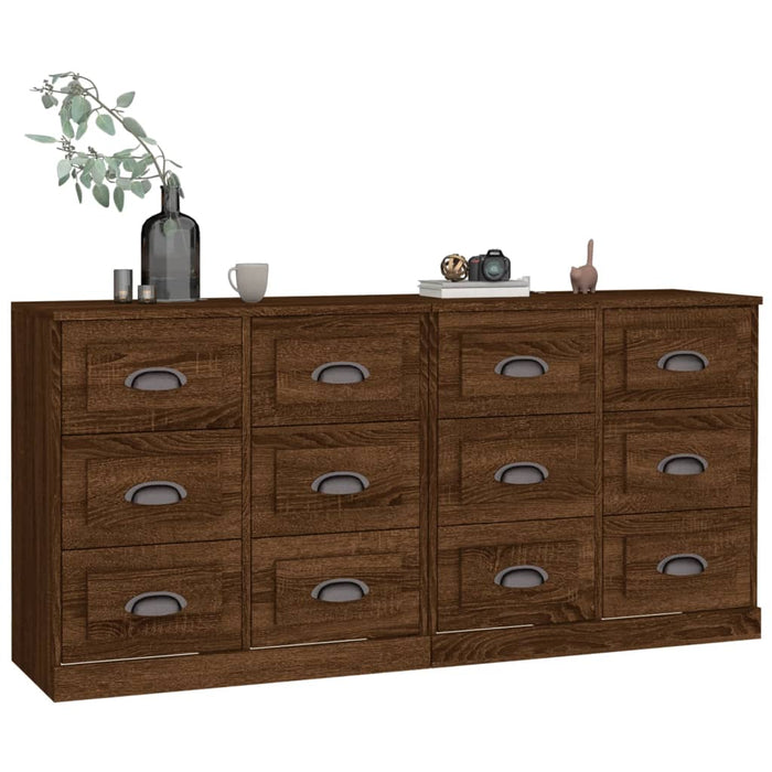 Credenza a buffet cassettiera mobile contenitore organizer cucina soggiorno salotti set di 2 legno ingegnerizzato marrone 02_0036792