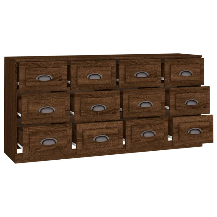 Credenza a buffet cassettiera mobile contenitore organizer cucina soggiorno salotti set di 2 legno ingegnerizzato marrone 02_0036792