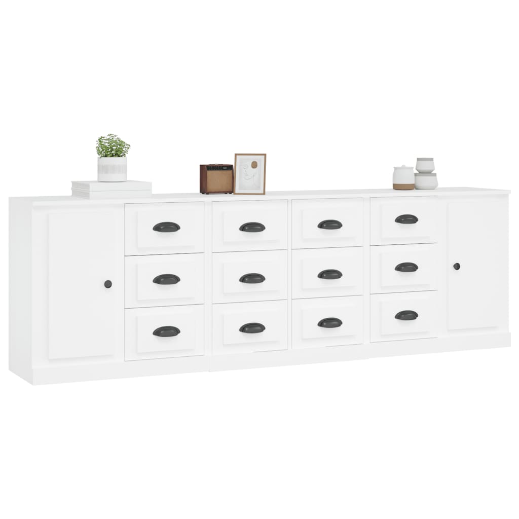 Credenze 3 pz Bianco in Legno Multistrato 3185287