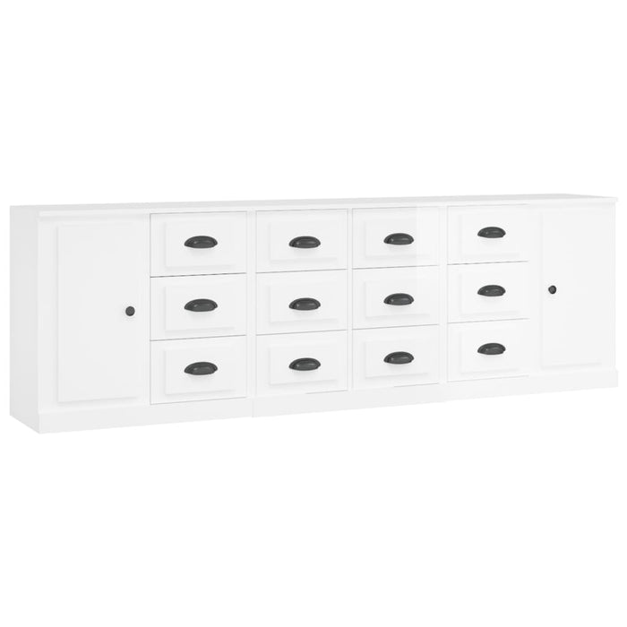 Credenze 3 pz Bianco Lucido in Legno Multistrato 3185289