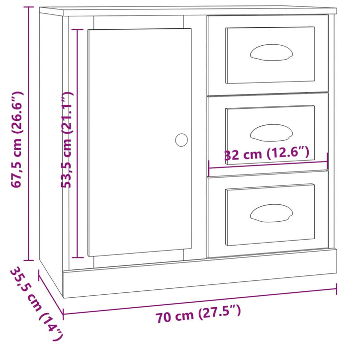 Credenze 3 pz Bianco Lucido in Legno Multistrato 3185289