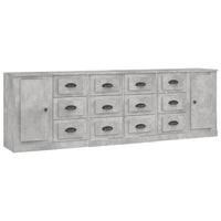 Credenze 3 pz Grigio Cemento in Legno Multistrato 3185291