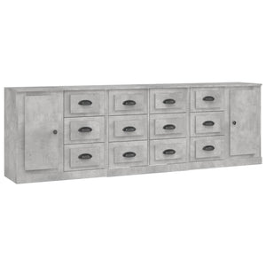 Credenze 3 pz Grigio Cemento in Legno Multistrato 3185291