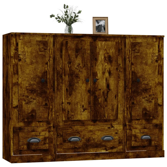 Credenze 3 pz Rovere Fumo in Legno Multistrato 3185300