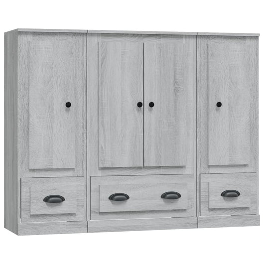 Credenza a buffet cassettiera mobiletto portaoggetti cucina soggiorno salotti 3 pezzi legno ingegnerizzato Sonoma grigio 02_0037178