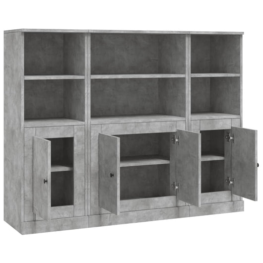 Credenza buffet cassettiera mobile contenitore organizer cucina soggiorno soggiorni 3 pz derivati ​​del legno grigio 02_0037130