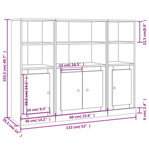 Credenze 3 pz Grigio Cemento in Legno Multistrato 3185307