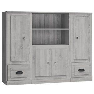 Credenze 3 pz Grigio Sonoma in Legno Multistrato 3185317