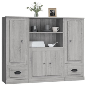 Credenze 3 pz Grigio Sonoma in Legno Multistrato 3185317