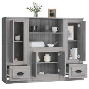 Credenze 3 pz Grigio Sonoma in Legno Multistrato 3185317