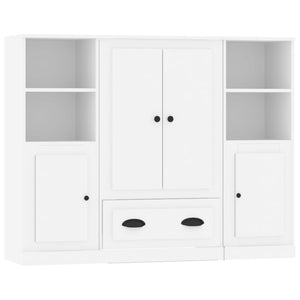 Credenza buffet cassettiera mobile contenitore organizer cucina soggiorno soggiorni 3 pz derivati ​​del legno bianco 02_0037013