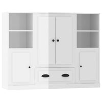 Credenze 3 pz Bianco Lucido in Legno Multistrato 3185321